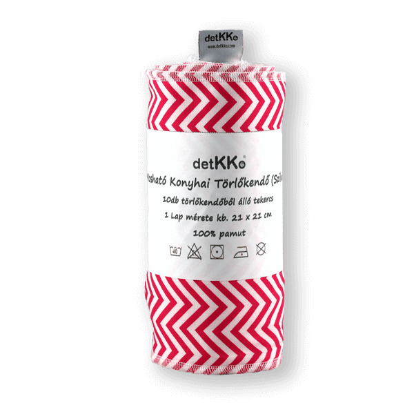 Konyhai Törlőkendő Rózsaszín Cikk-Cakk Műanyag Patenttal